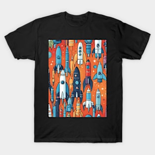 Rocketship Rendezvous: Cartoon Spaceship Spectacle T-Shirt